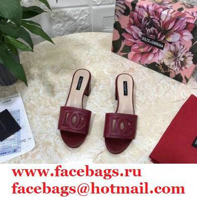 Dolce  &  Gabbana Heel 6.5cm Calfskin Mules Burgundy With DG Millennials Logo 2021